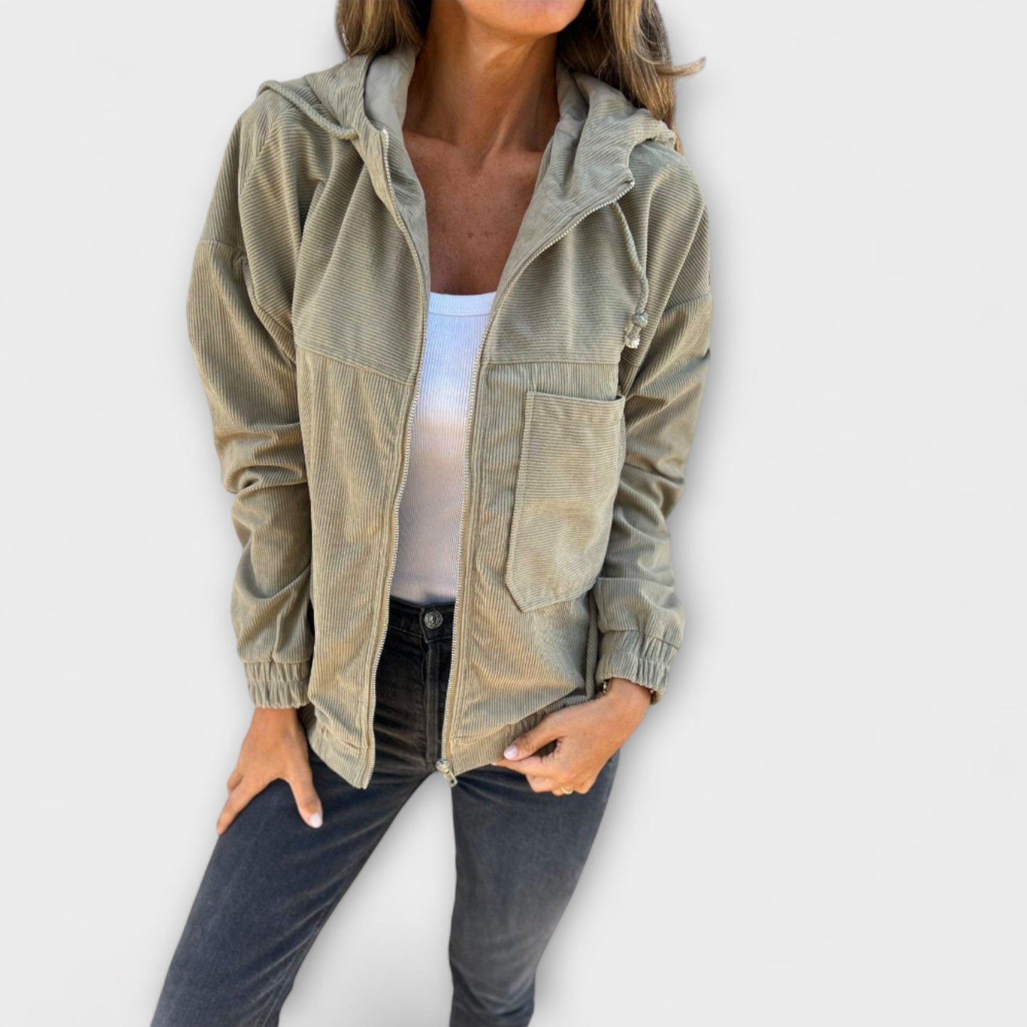 Isla™ | Corduroy hooded jacket with zip