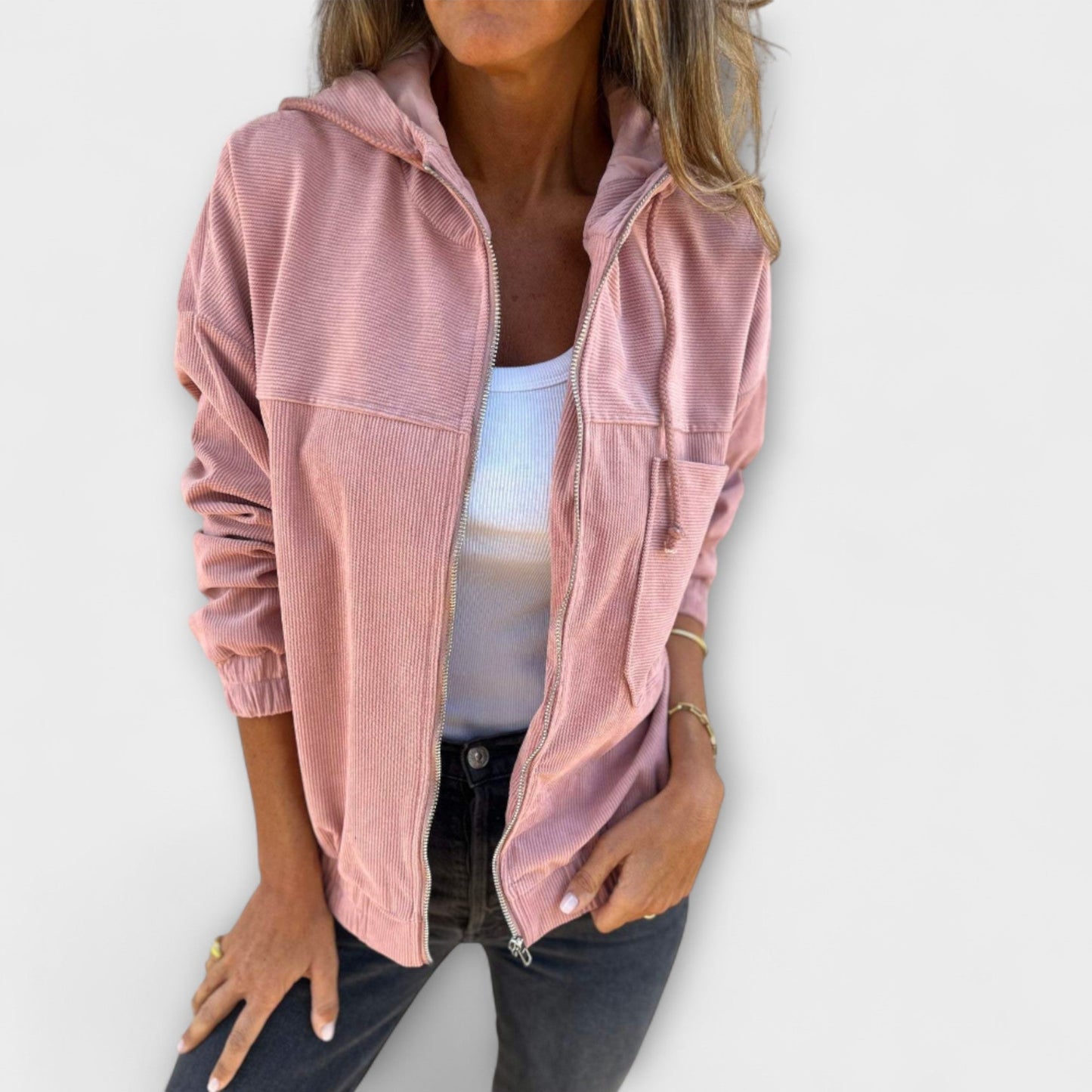 Isla™ | Corduroy hooded jacket with zip