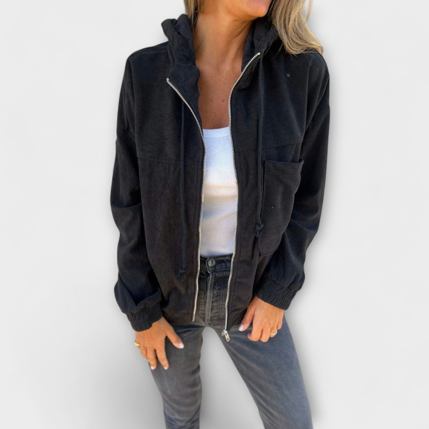 Isla™ | Corduroy hooded jacket with zip