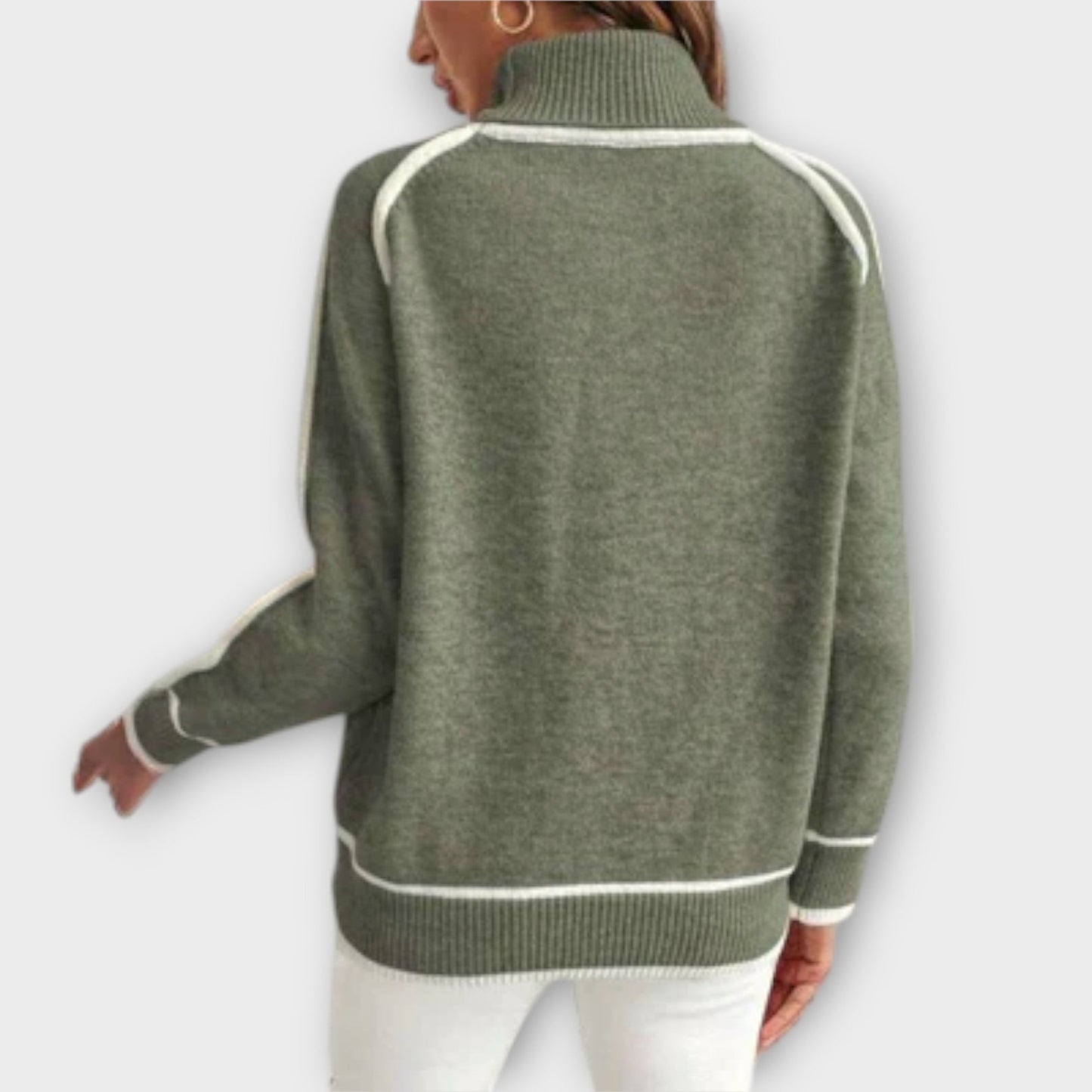 Evelyn™ | - Luxurious olive-green knitted sweater