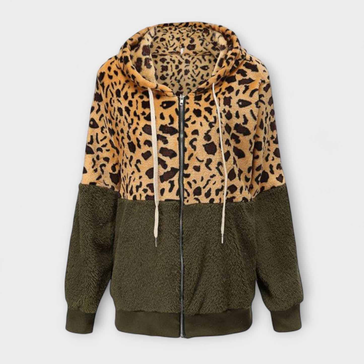 Isla™ | Fleece hoodie with leopard print design