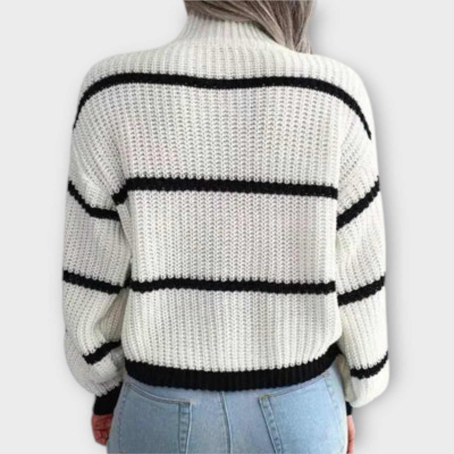 Aurora™ | Roll collar pullover with stripes