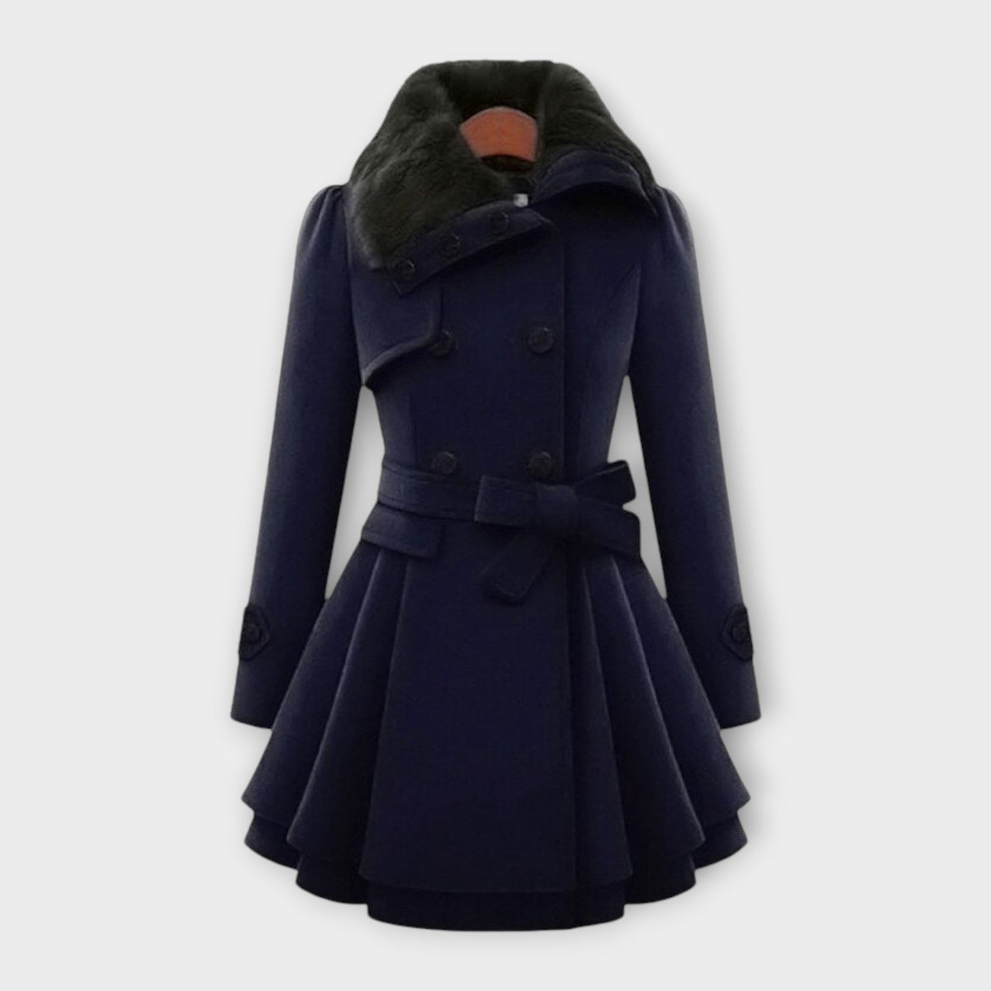 Evelyn™ | Elegant coat with faux fur collar