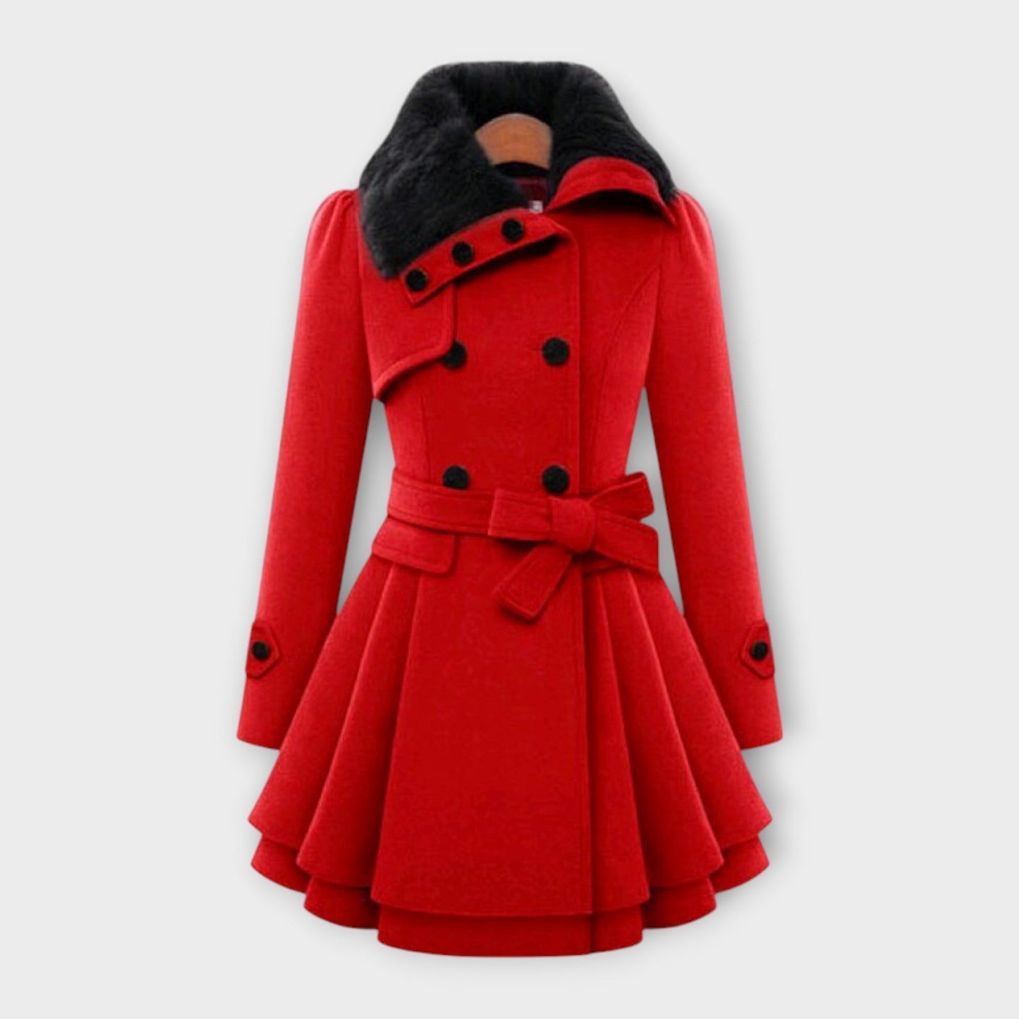 Evelyn™ | Elegant coat with faux fur collar