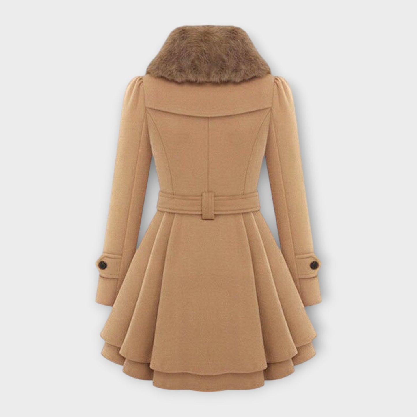 Evelyn™ | Elegant coat with faux fur collar