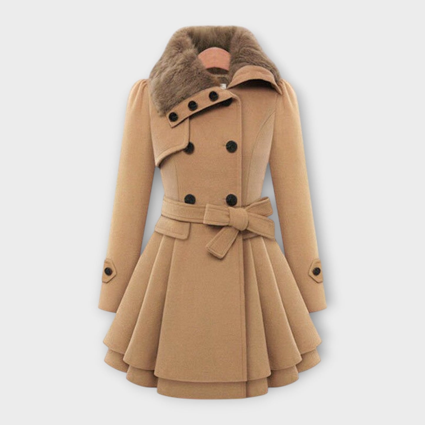 Evelyn™ | Elegant coat with faux fur collar