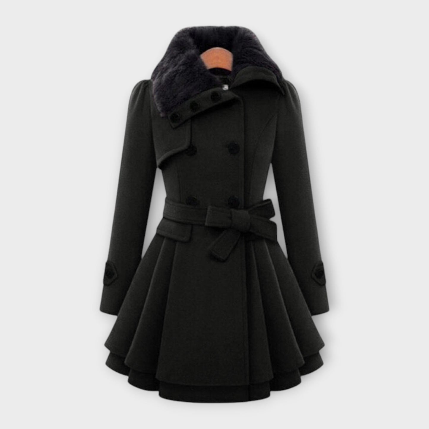 Evelyn™ | Elegant coat with faux fur collar