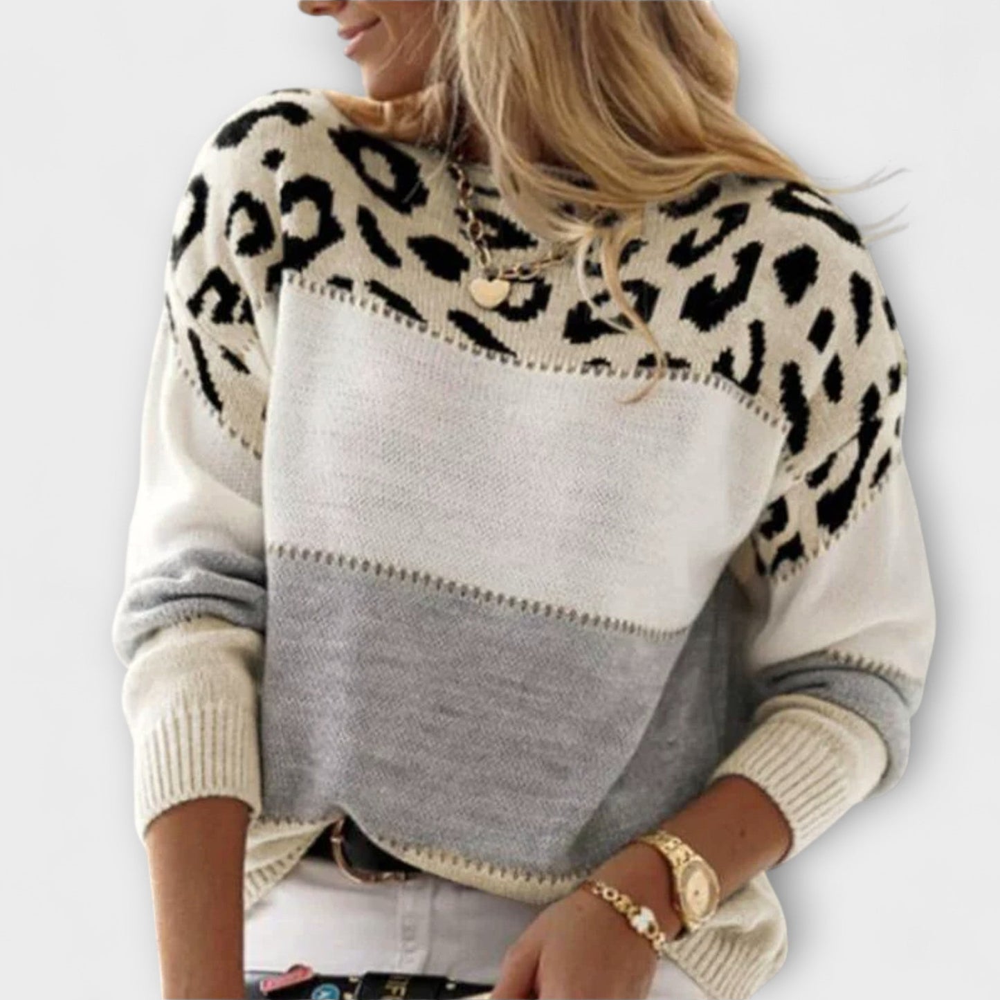 Evelyn™ | Casual sweater with leopard design
