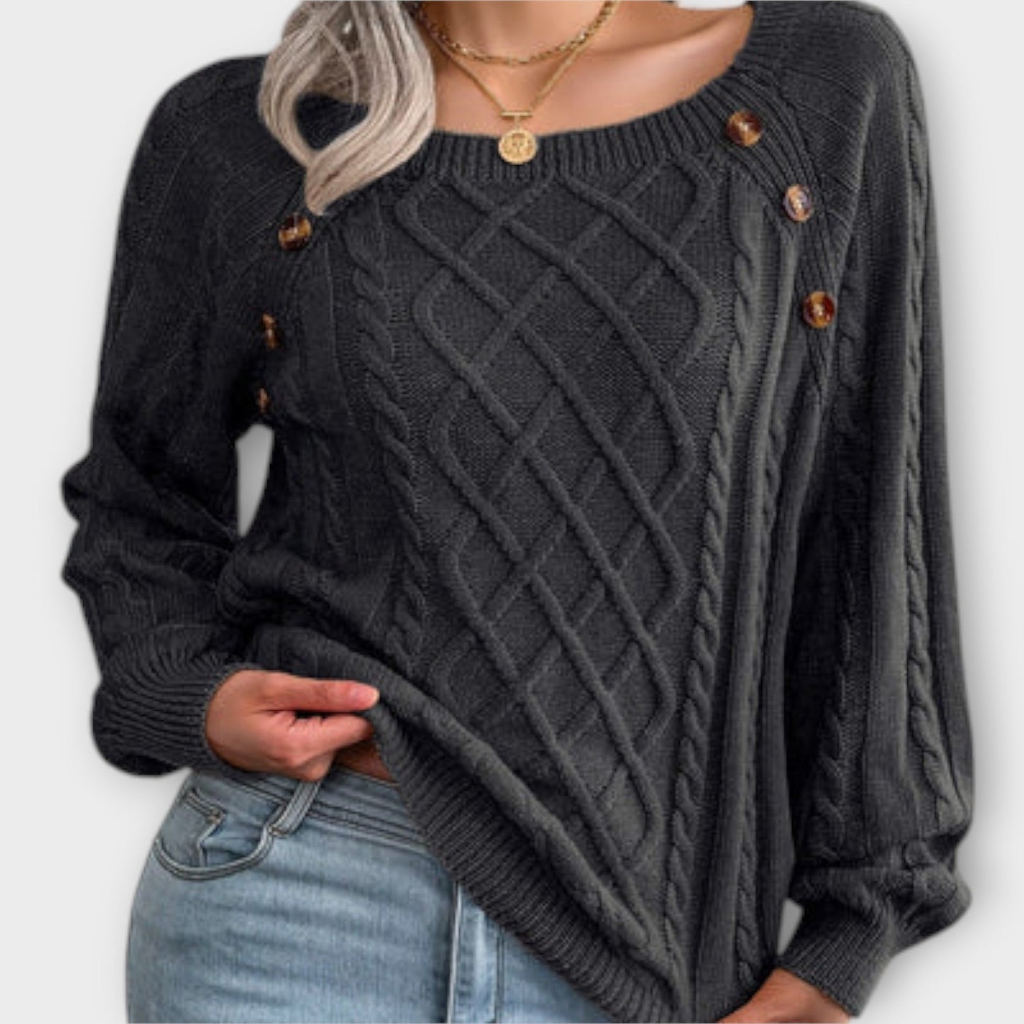 Amy™ | Knitted sweater with buttons