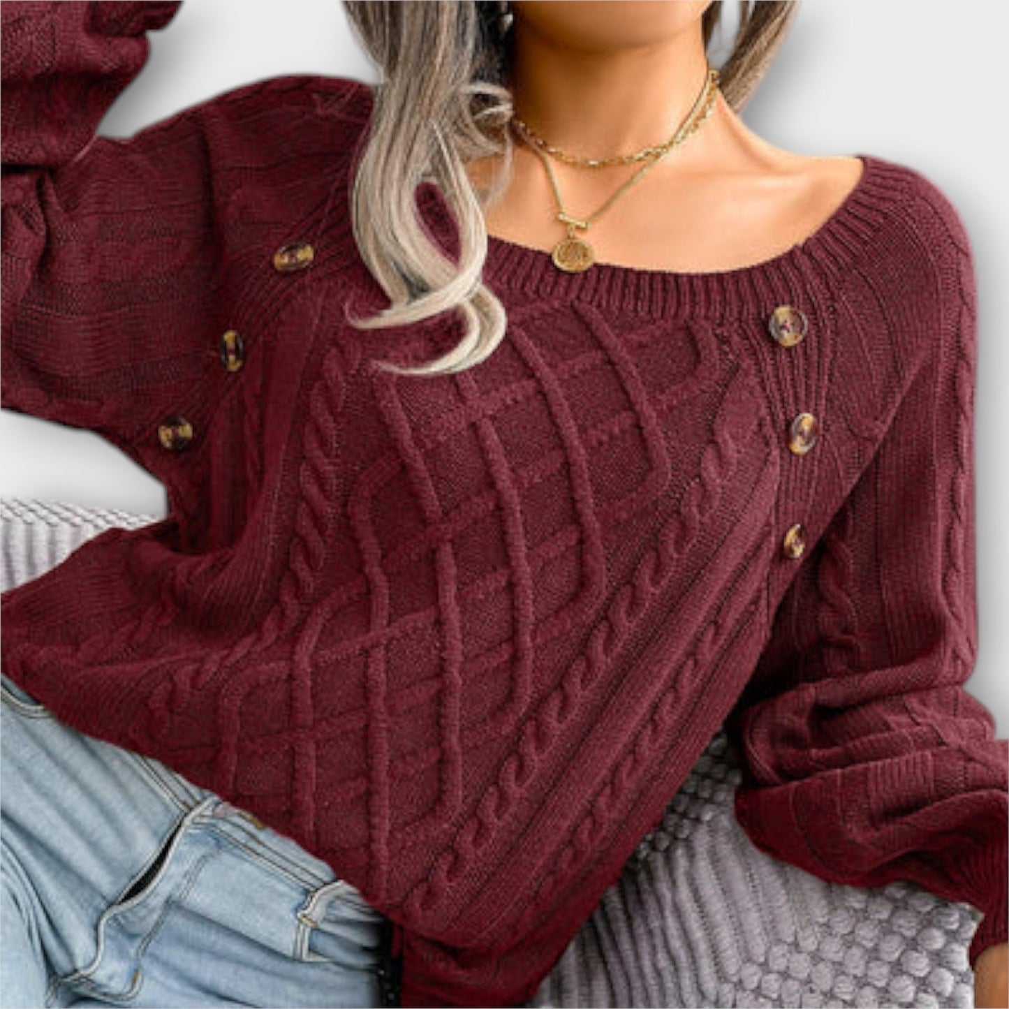 Amy™ | Knitted sweater with buttons