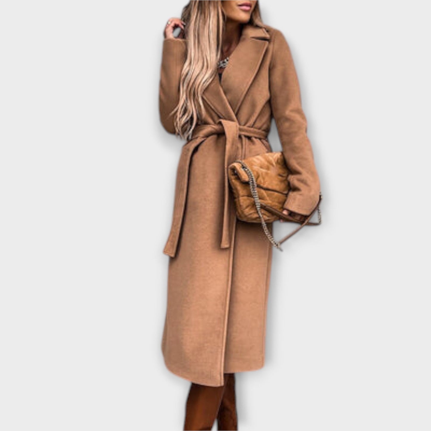 Evelyn™ | Chic long coat with tie belt