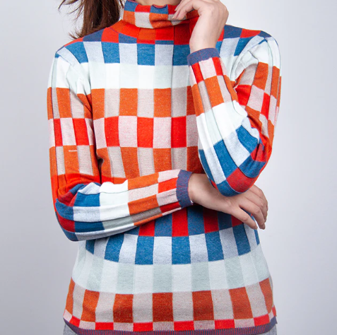 Isla™ | Patchwork Roll Collar Pullover