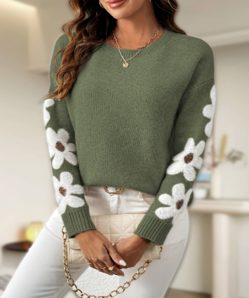 Isla™ | Soft knitted sweater with floral design