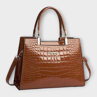 Amy™ | Glossy Crocodile Leather Pattern Handbag