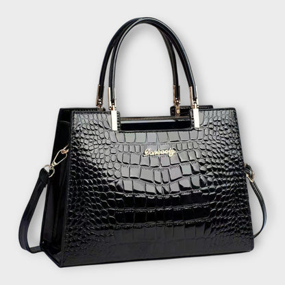Amy™ | Glossy Crocodile Leather Pattern Handbag