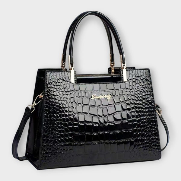 Amy™ | Glossy Crocodile Leather Pattern Handbag