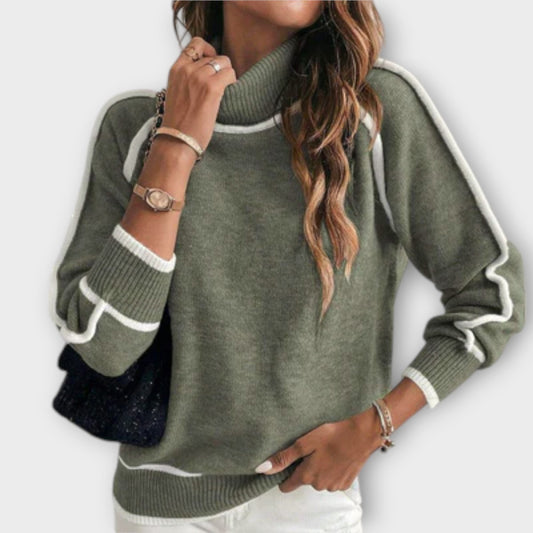 Evelyn™ | - Luxurious olive-green knitted sweater