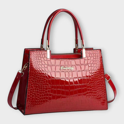 Amy™ | Glossy Crocodile Leather Pattern Handbag