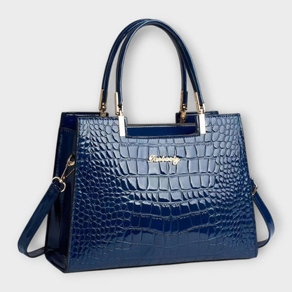 Amy™ | Glossy Crocodile Leather Pattern Handbag