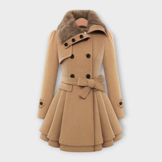 Evelyn™ | Elegant coat with faux fur collar