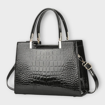 Amy™ | Glossy Crocodile Leather Pattern Handbag