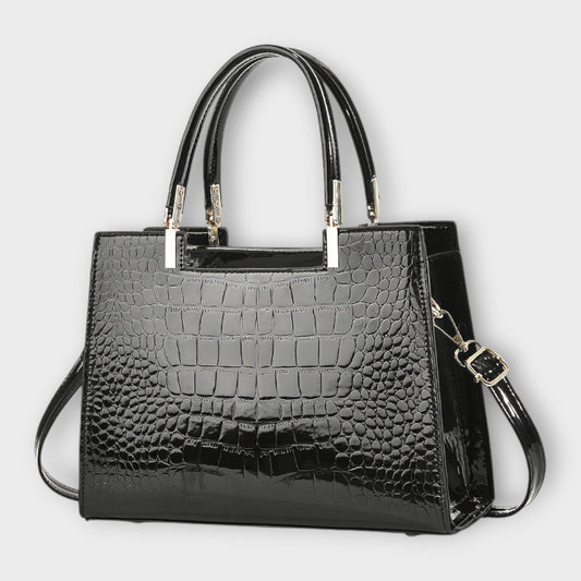 Amy™ | Glossy Crocodile Leather Pattern Handbag