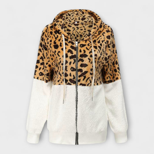 Isla™ | Fleece hoodie with leopard print design