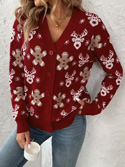 Women’s Christmas Reindeer & Snowflake Sweater