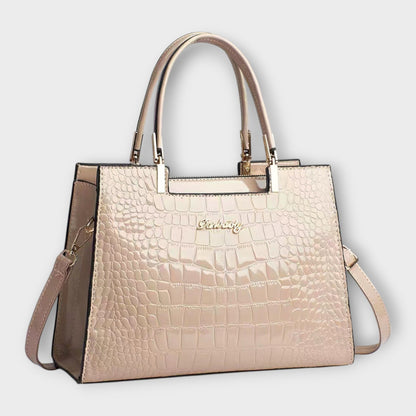 Amy™ | Glossy Crocodile Leather Pattern Handbag