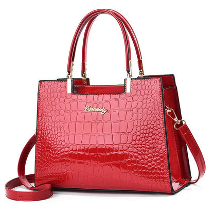 Amy™ | Glossy Crocodile Leather Pattern Handbag