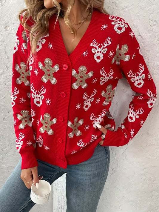 Women’s Christmas Reindeer & Snowflake Sweater
